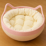 Handwoven Cotton Cat Bed Cushion Set