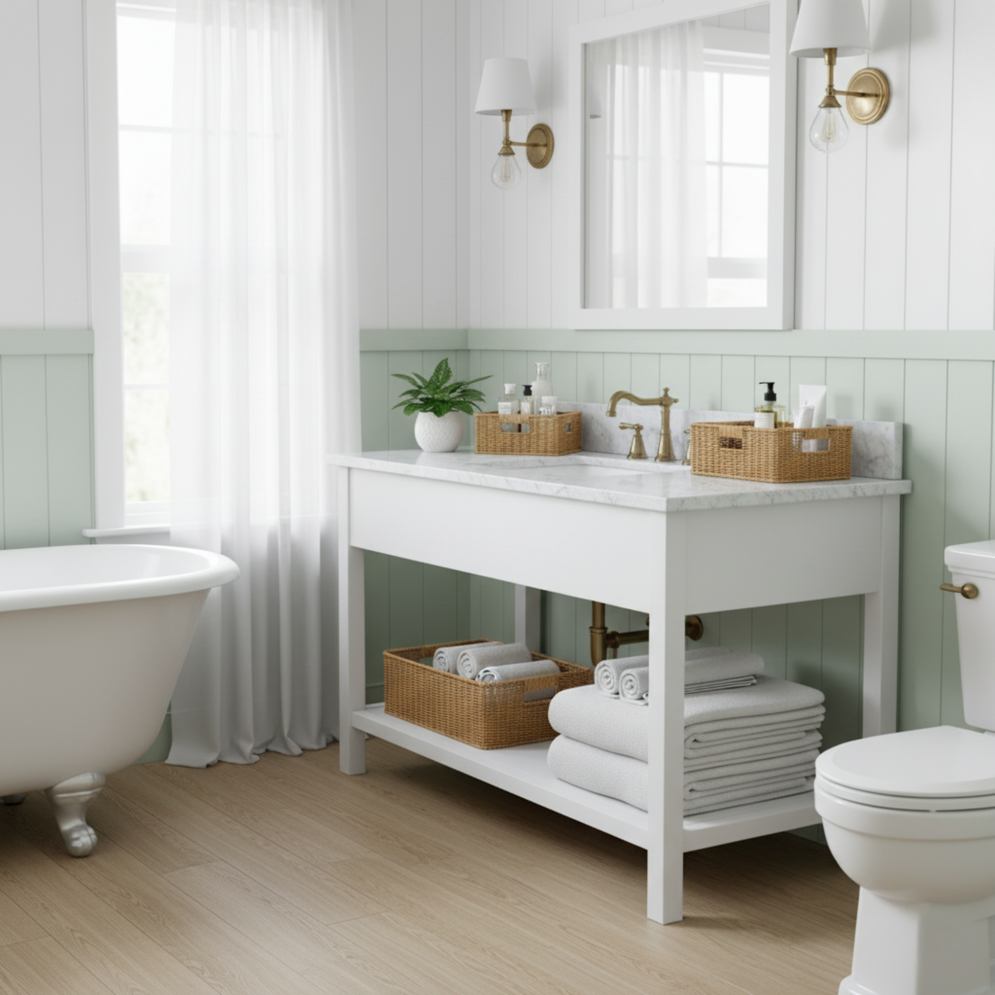 Rattan 3-Handle Storage Basket