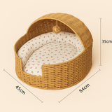 Rattan Dome Cat House Basket
