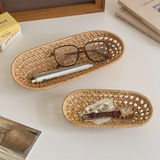 Oval Rattan Storage Tray Set