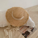 Wide Brim Lace Raffia Hat