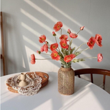 Glass Flower Vase with Rattan