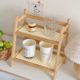 Rattan Wood Shelf(2-Tier)