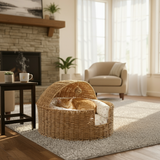 Rattan Dome Cat House Basket