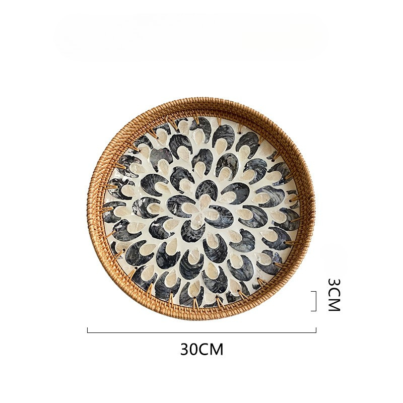 Rattan Tray Mother of Pearl