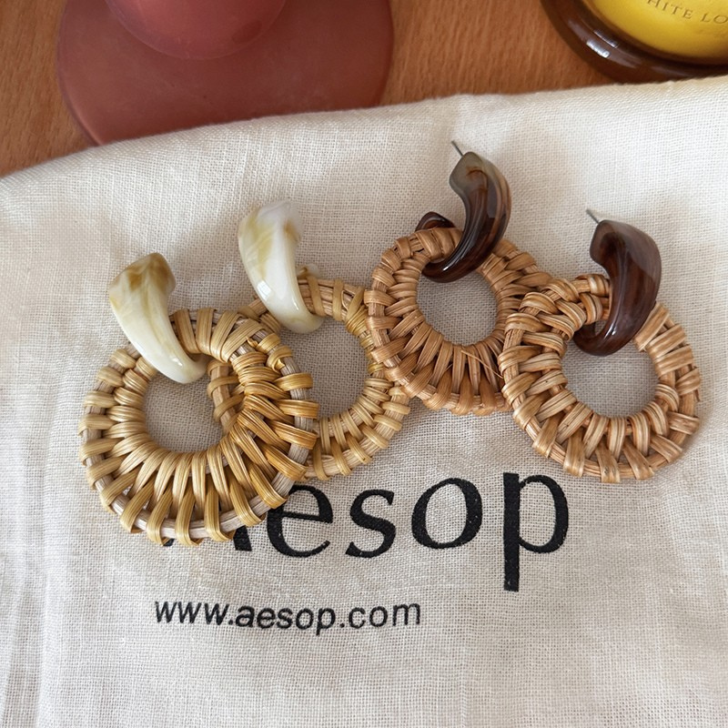 Bohemian Rattan Bamboo Earrings