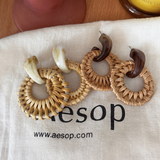 Bohemian Rattan Bamboo Earrings