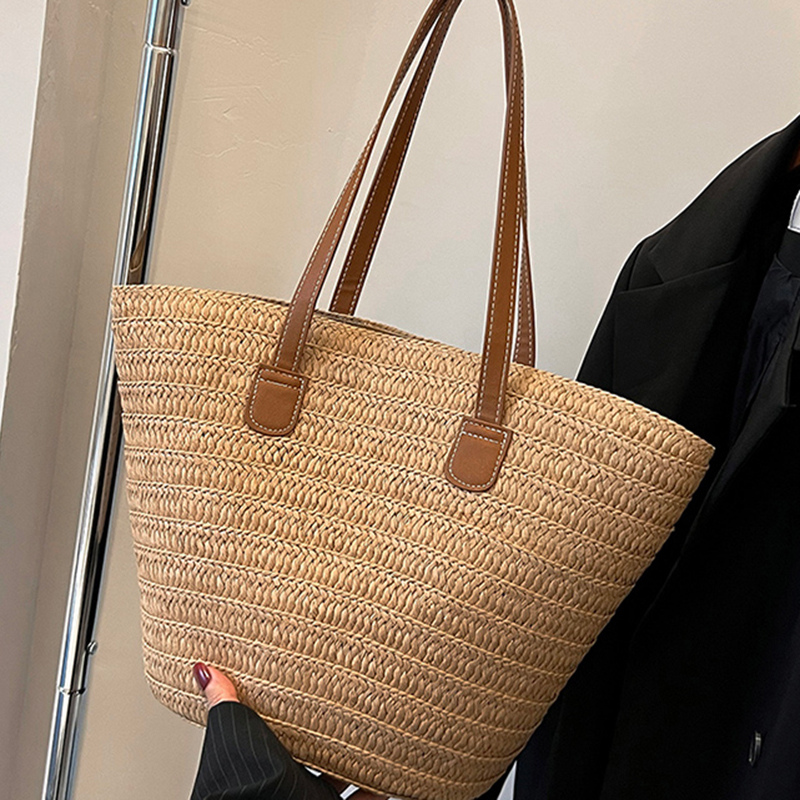 Large Woven Straw Shoulder Bag