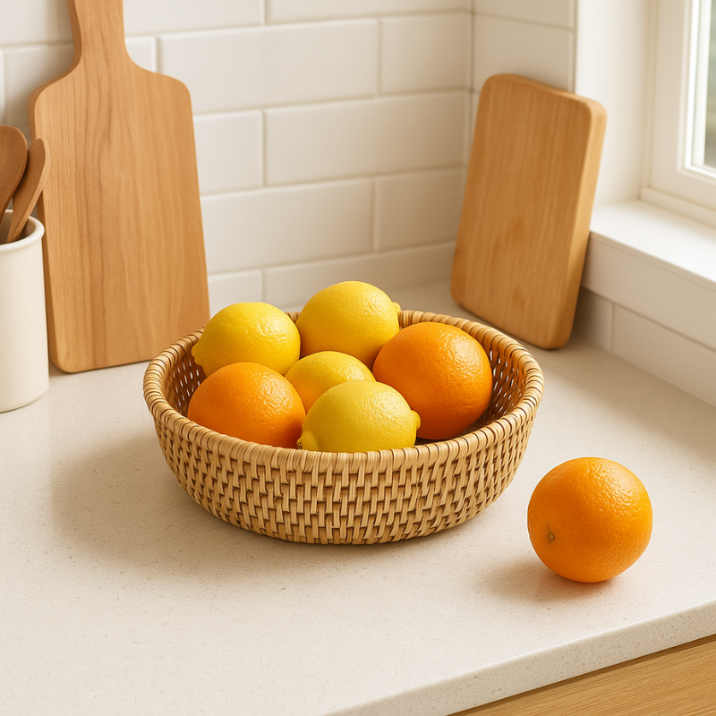 Round Rattan Woven Serving Tray