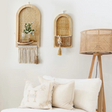 Woven Rattan Wall Shelf Set