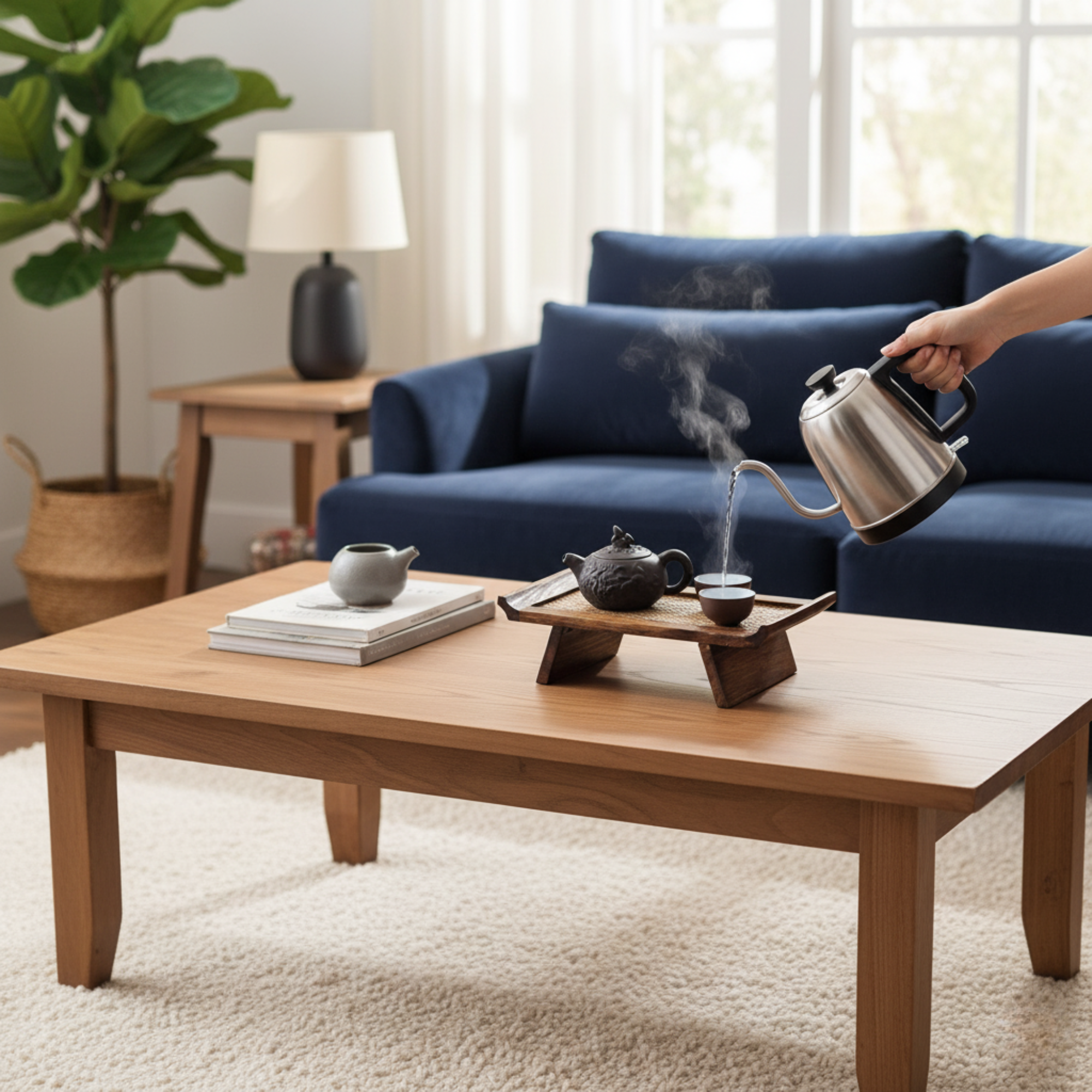 Rattan Wood Tea Table Tray