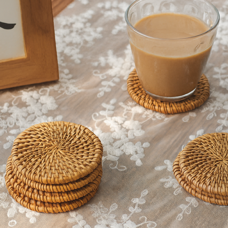 Round Rattan Coaster