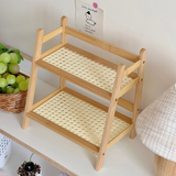 Rattan Wood Shelf(2-Tier)