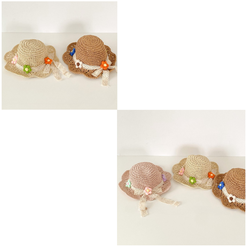 kids Floral Straw Sunhat