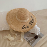 Wide Brim Lace Raffia Hat