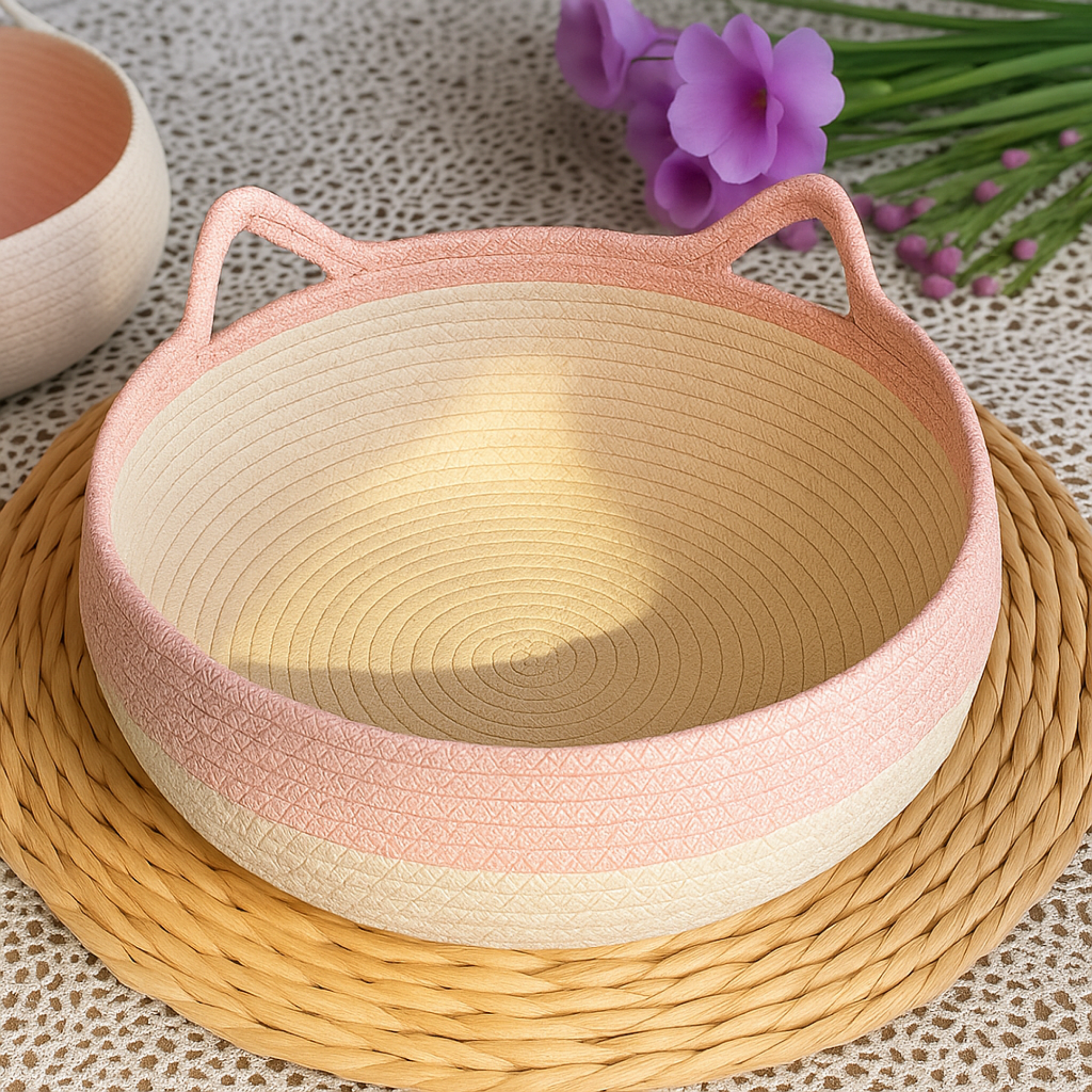 Handwoven Cotton Cat Bed Cushion Set