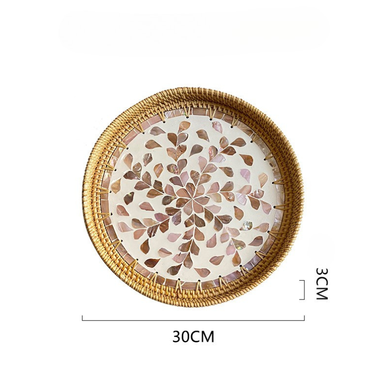 Rattan Tray Mother of Pearl