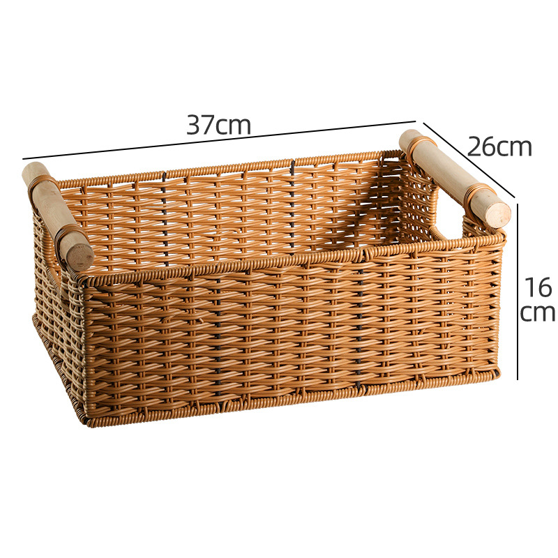 Rattan Basket Rolling Cart