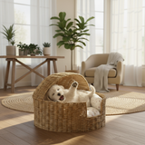 Rattan Dome Cat House Basket