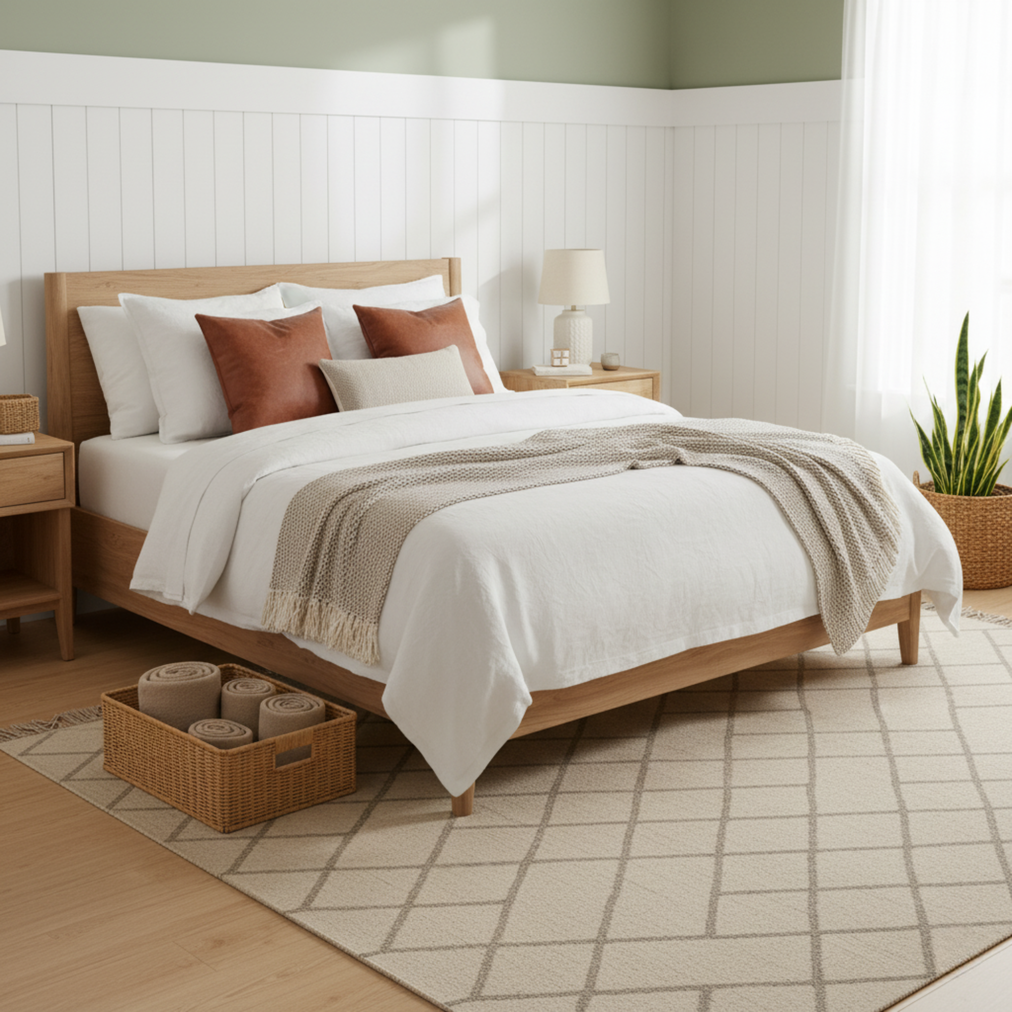 Rattan 3-Handle Storage Basket