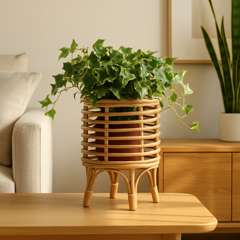 Nordic Rattan Woven Floor Planter
