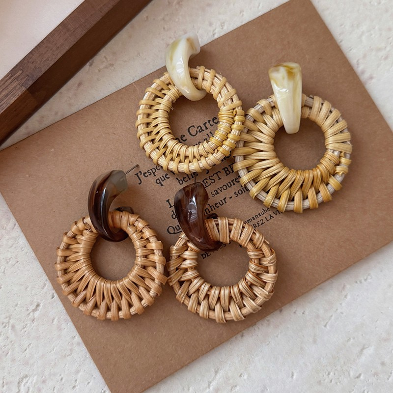 Bohemian Rattan Bamboo Earrings