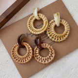Bohemian Rattan Bamboo Earrings