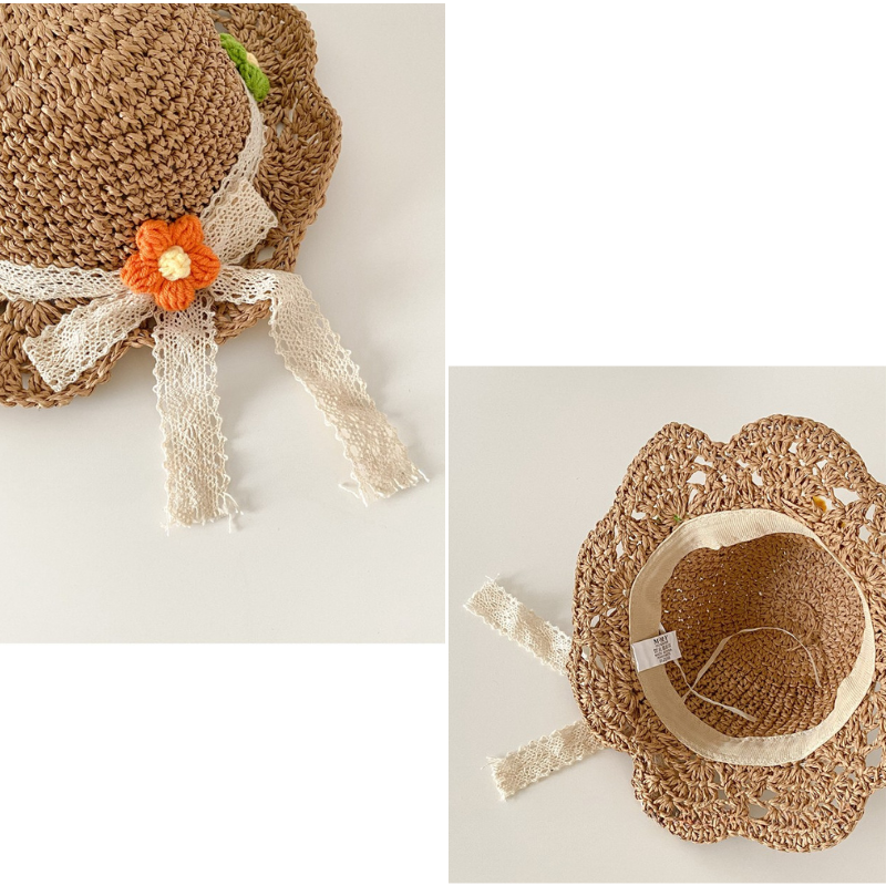 kids Floral Straw Sunhat