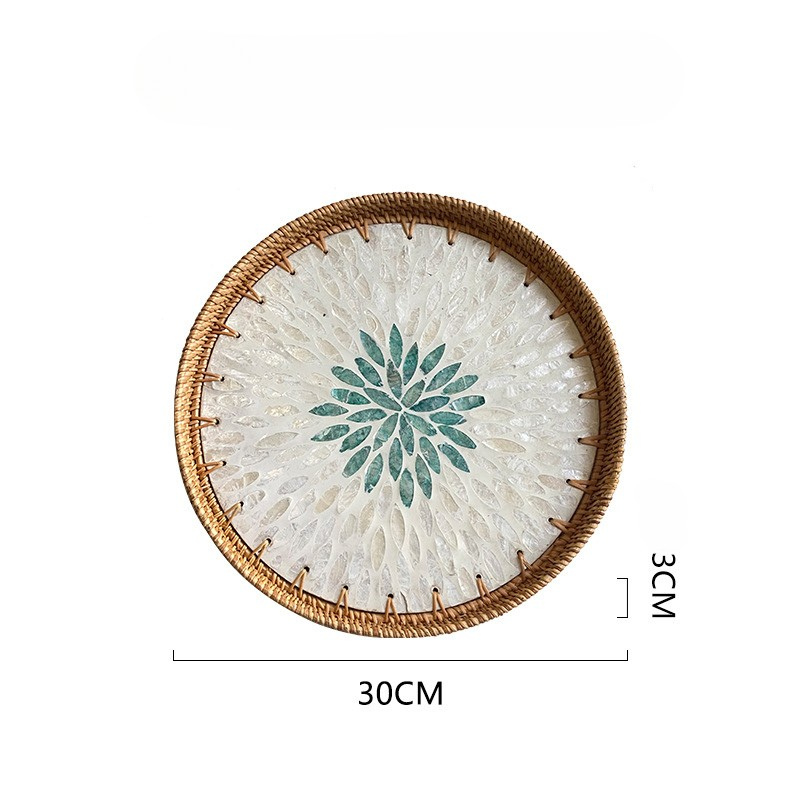 Rattan Tray Mother of Pearl