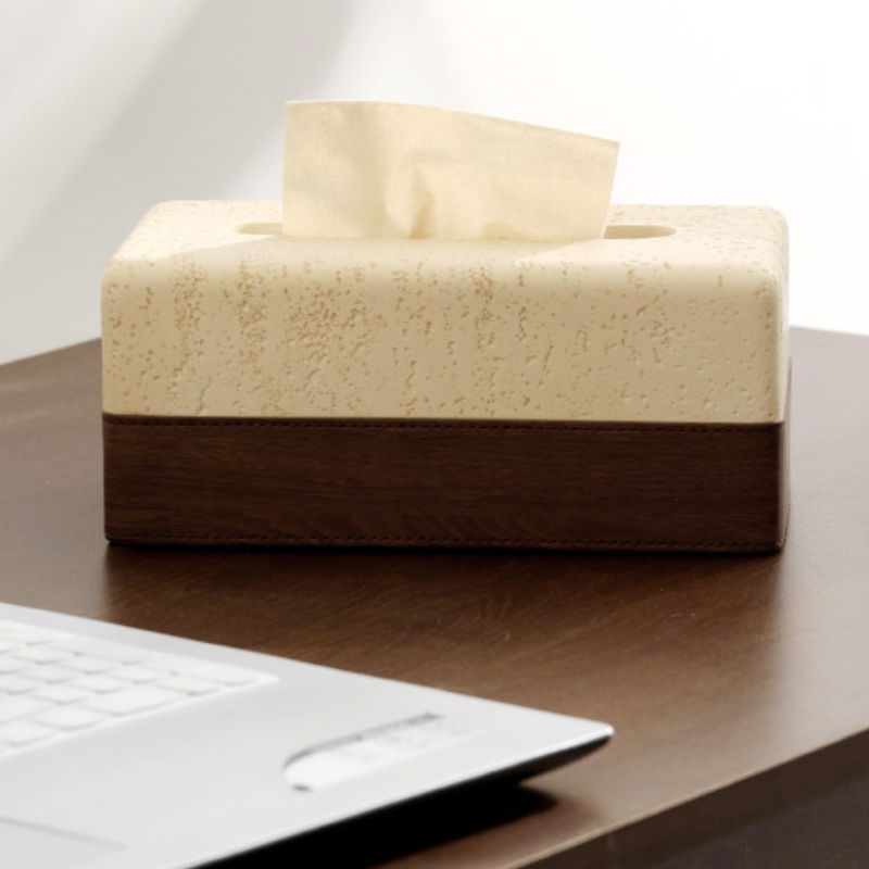 Travertine Wood Tissue Box Cover