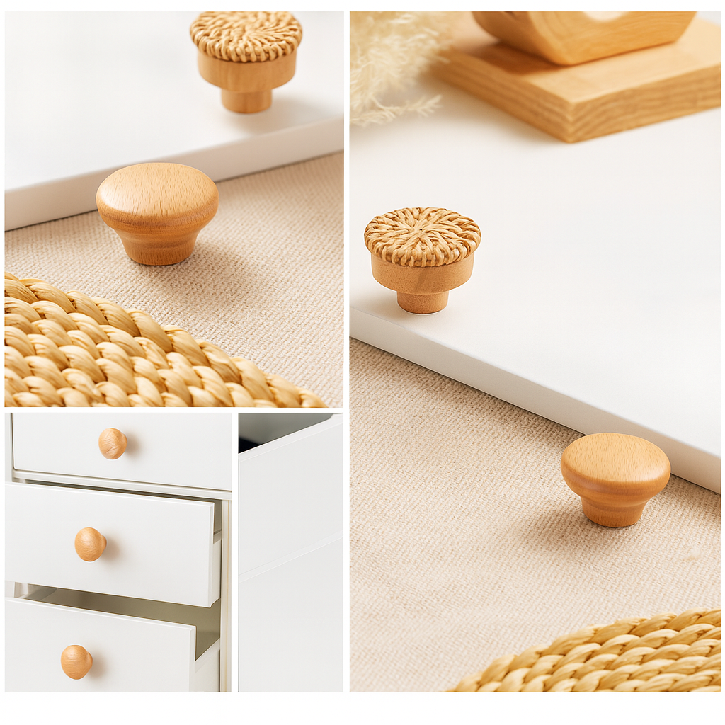 Wood Rattan Cabinet Handle