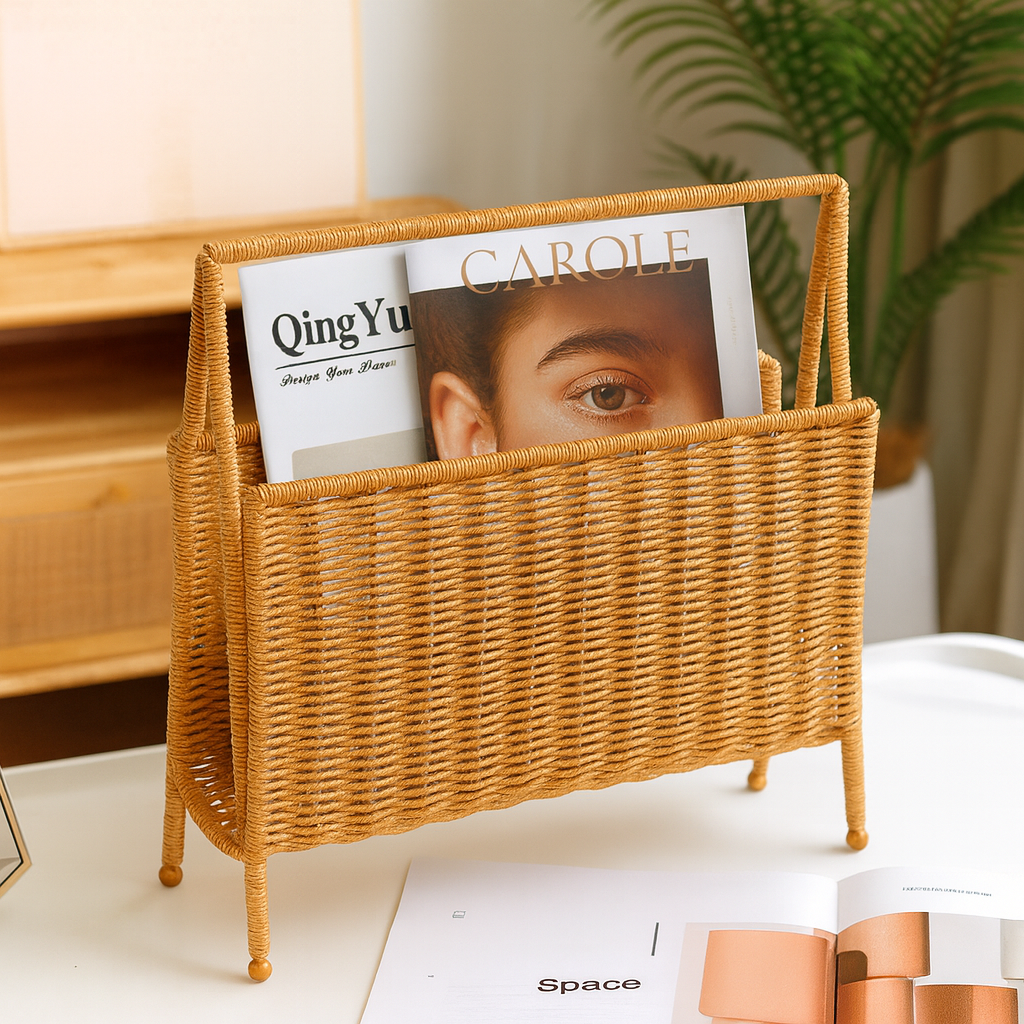 Rattan Magazine Storage Basket