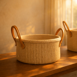 Handheld Cotton Rope Round Basket