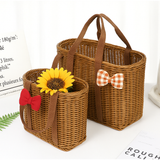 Fluffy Red Bow Straw Bag Bundle
