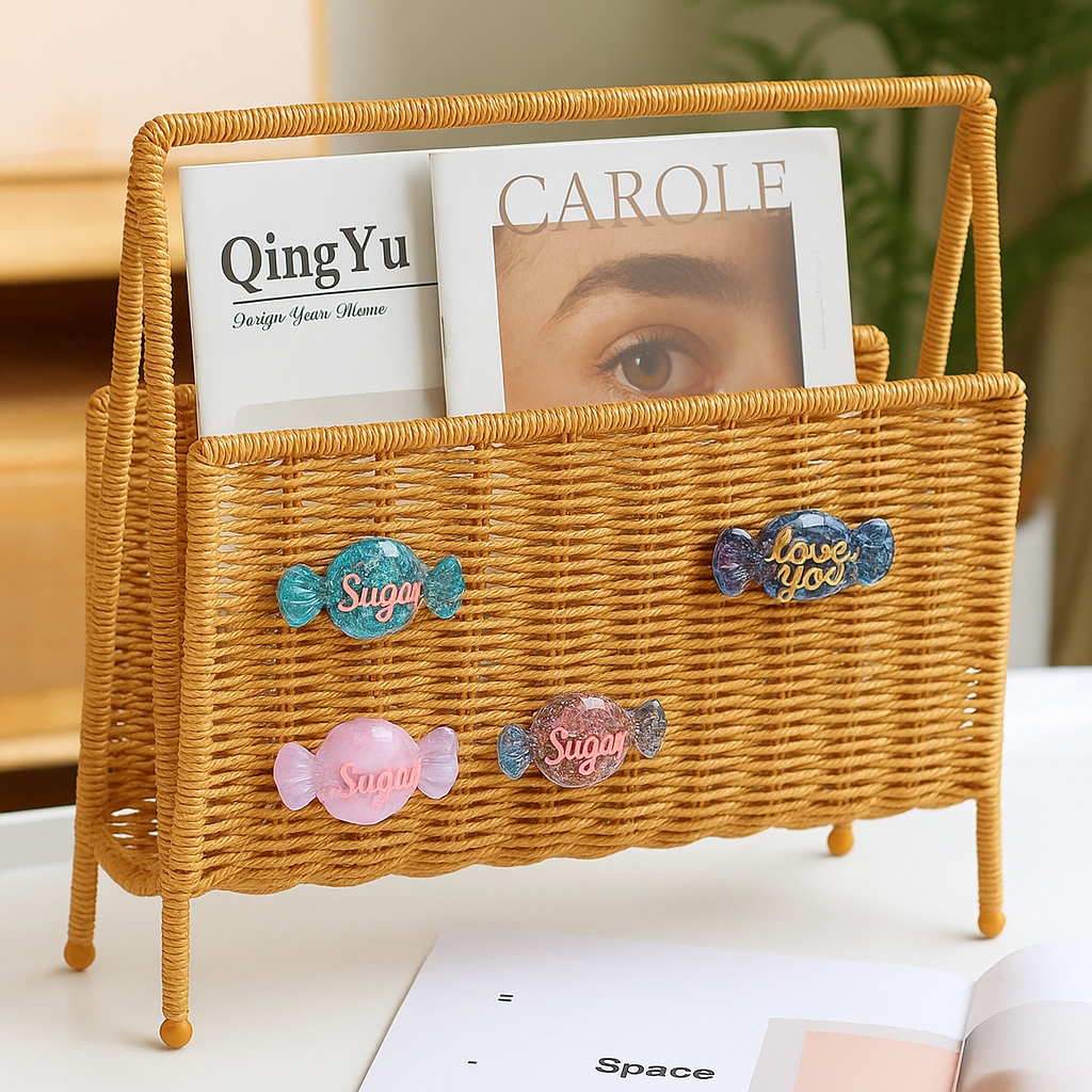 Candy Charm Rattan Magazine Basket Bundle