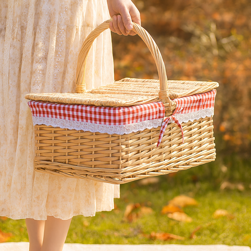 Handwoven Rattan Picnic Basket