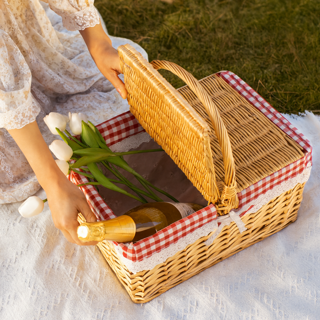 Handwoven Rattan Picnic Basket