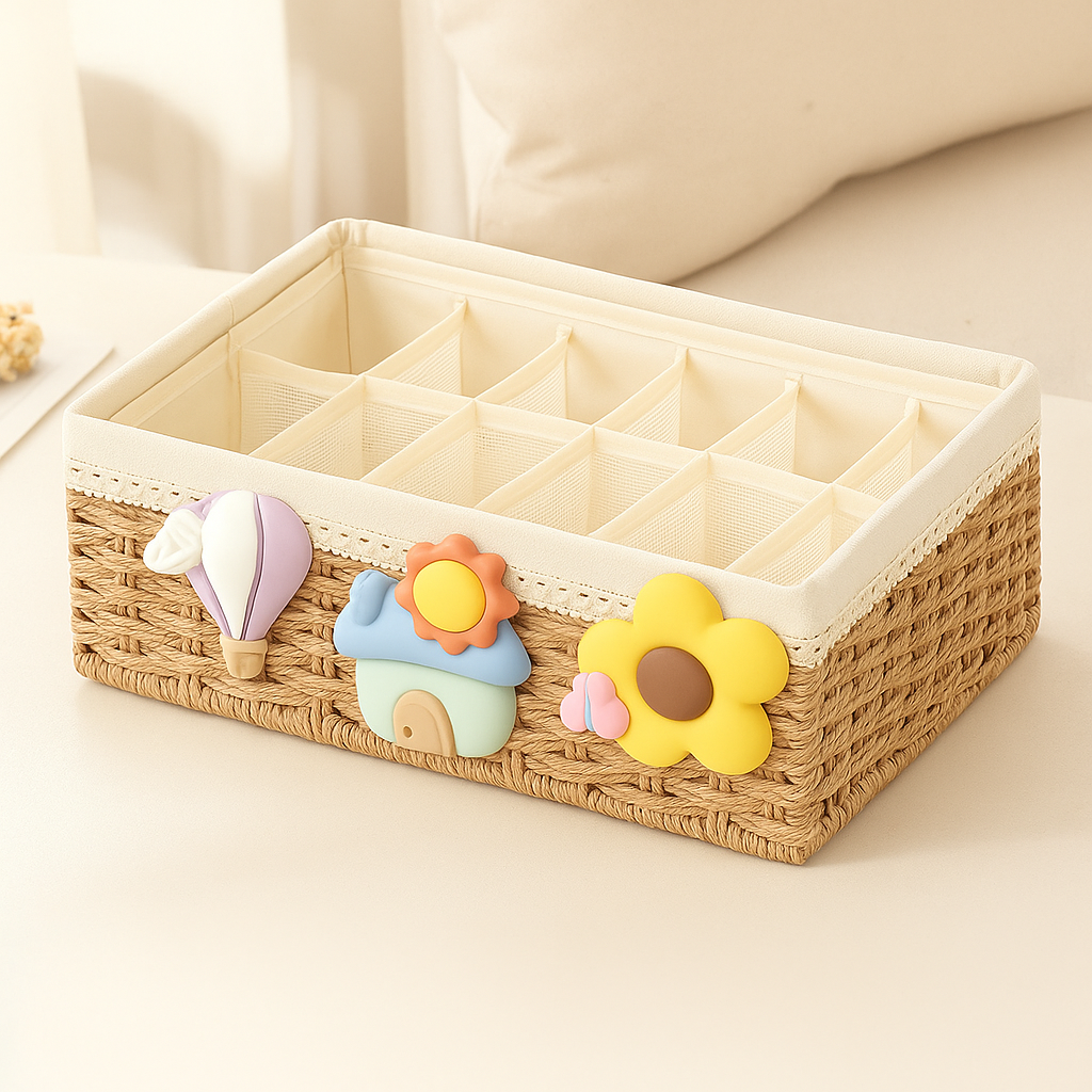Woven Drawer Box with Leaf Charm