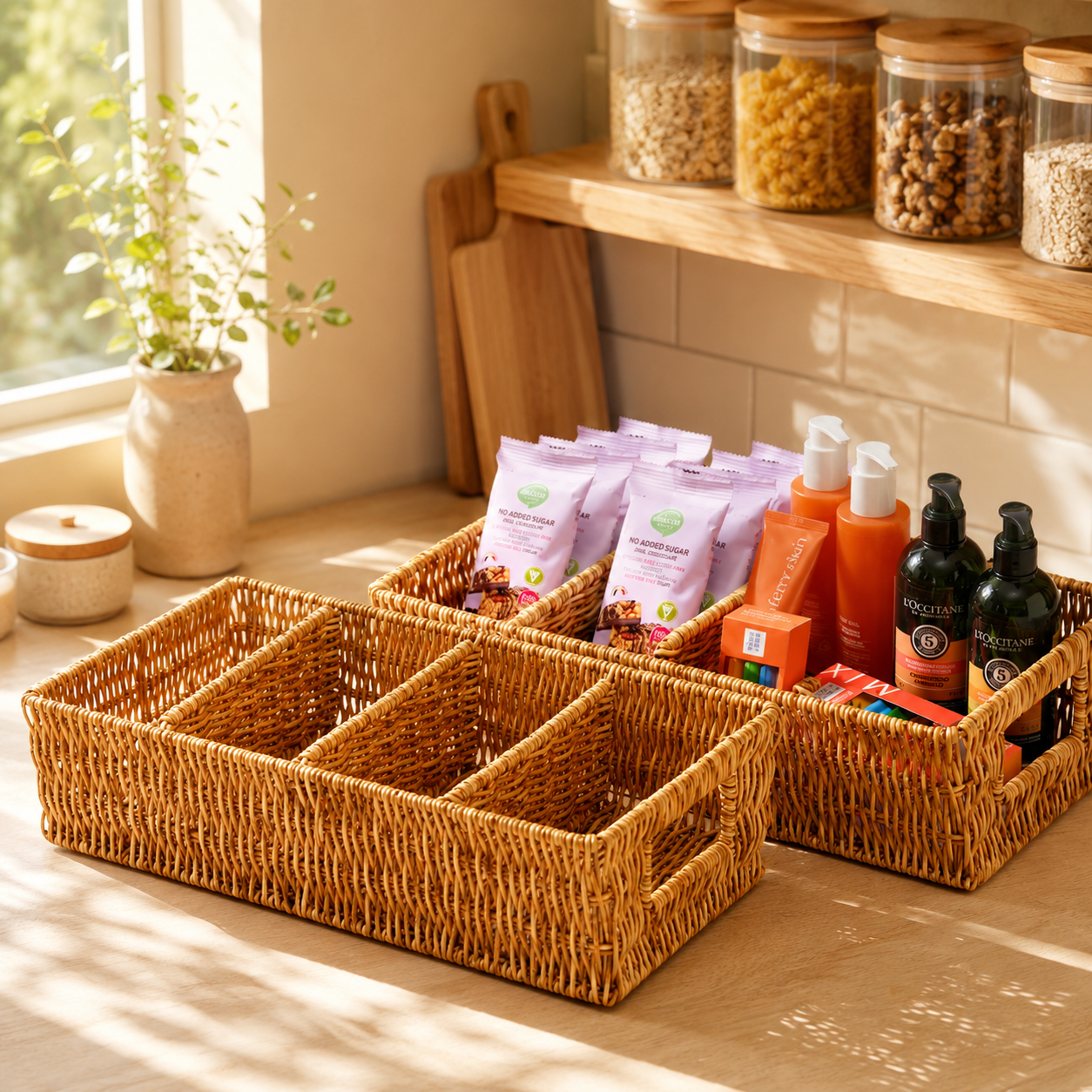 Rattan Pantry Baskets (Set of 2)