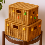 Cheese Charm Rattan Storage Basket Bundle