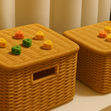 Cheese Charm Rattan Storage Basket Bundle