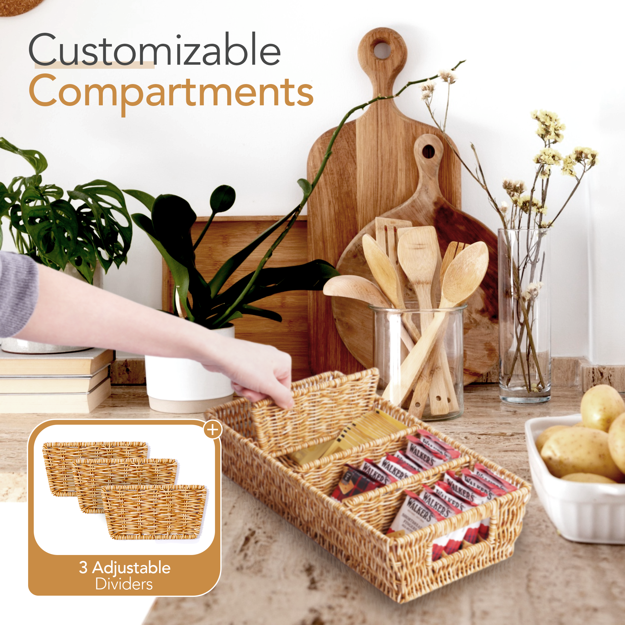 Rattan Pantry Baskets (Set of 2)
