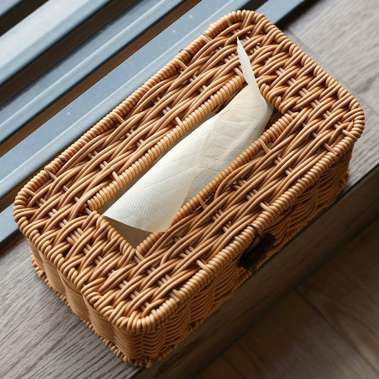 Kens Japanese style desktop tissue box, paper drawer, storage box, home living room, dining room, coffee table, paper drawer, creative hand-knitting
