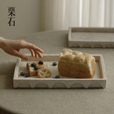 Chestnut stone wabi-sabi style imitation travertine washbasin rectangular tray light luxury bathroom bathroom table storage tray