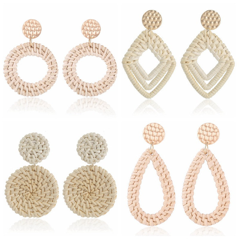 Handcrafted Rattan Boho Earrings