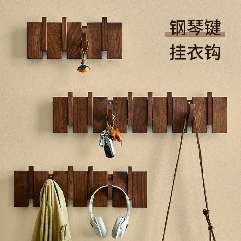 Piano Key Folding Hook Wall Rack – Walnut