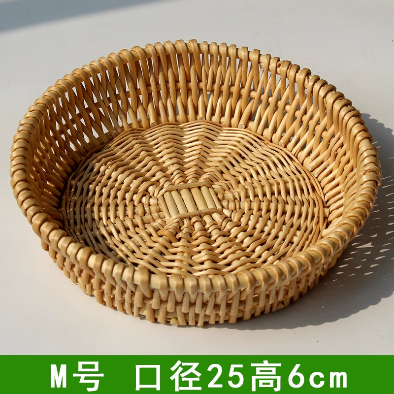 Rattan household bread basket willow egg fruit plate kitchen desktop storage basket commercial rattan storage basket Duoxi home woven basket