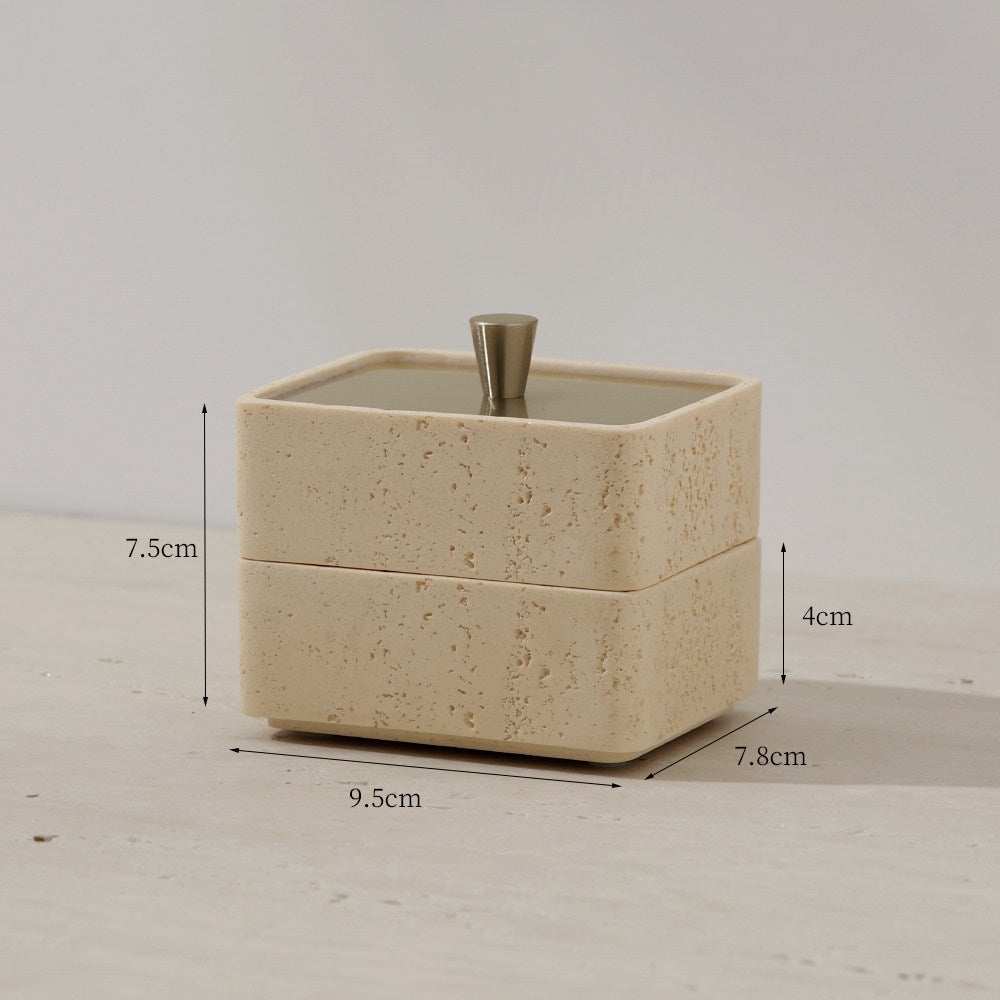 Travertine dental floss box, light luxury cotton swab, toothpick storage box, double-layer household high-grade toothpick box, personalized creative cotton swab box