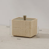 Travertine dental floss box, light luxury cotton swab, toothpick storage box, double-layer household high-grade toothpick box, personalized creative cotton swab box