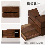 Desktop walnut paper towel box, living room high-end medieval style solid wood paper drawer box, high-end creative paper storage box
